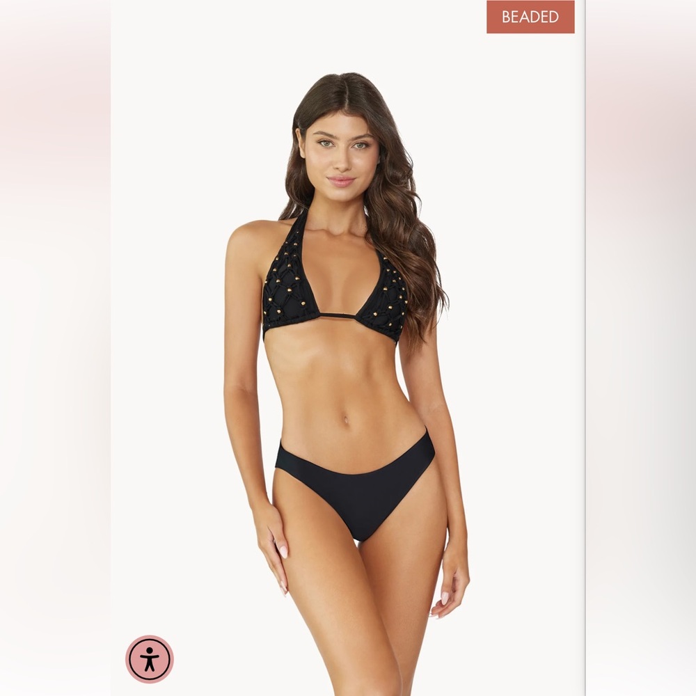 PQ Midnight Beaded Brynn Halter Bathing Suit Top.  New with tags.  Large - Picture 7 of 9